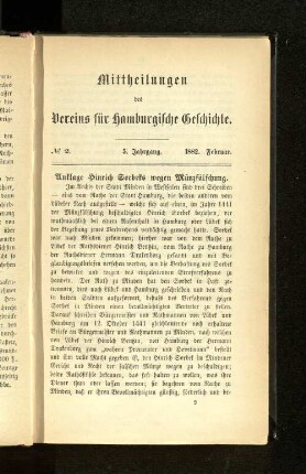 Anlage Hinrich Sorbets wegen Münzfälschung.