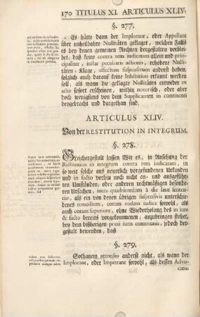Articulus XLIV. Von der Restitution in integrum.