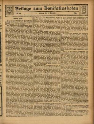 Ausgabe vom Sonntag, den 01. November 1914.