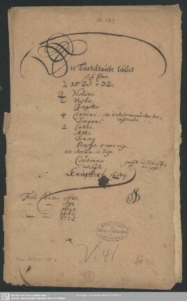 Die Turteltaube lässet sich hören - Mus.1825-E-518 : V (5), Coro, orch, bc
