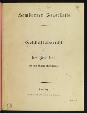1909: Geschäftsbericht