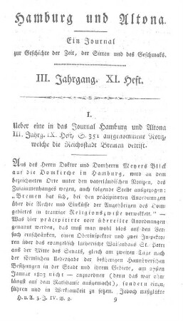 III. Jahrgang. XI. Heft