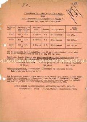 Preisliste Nr. 5432 für die Saison 1932 über die Kartoffel-Kulturgeräte "Plavia" / Ermäßigte Preise!