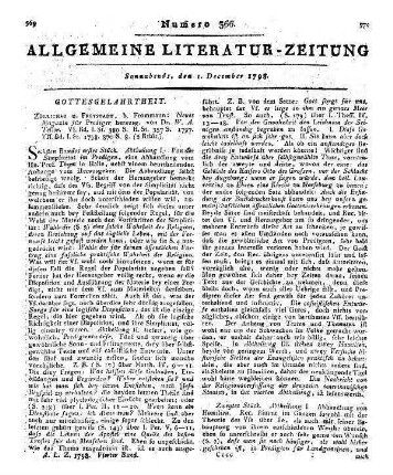 Neues Magazin für Prediger. Bd. 6, St. 1-2; Bd. 7, St. 1. Hrsg. v. W. A. Teller. Züllichau, Freystadt: Frommann 1797-98