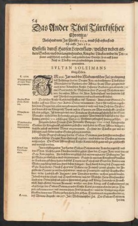 das Ander Theil Türckischer Chronica/ Anfahend vom Jar Christi 1550. unnd sich erstreckend biß auffs Jar 1589.