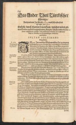 das Ander Theil Türckischer Chronica/ Anfahend vom Jar Christi 1550. unnd sich erstreckend biß auffs Jar 1589.