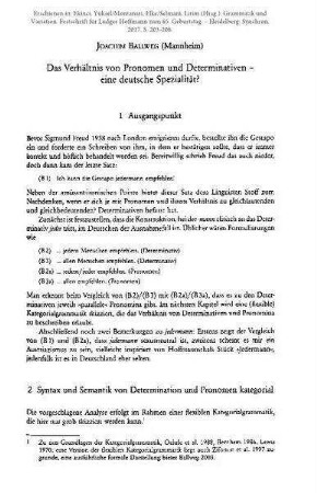 Das Verhältnis von Pronomen und Determinativen - eine deutsche Spezialität?
