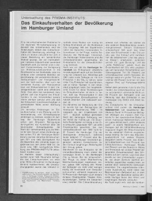 Das Einkaufsverhalten der Bevölkerung im Hamburger Umland : Untersuchung des PRISMA-Instituts