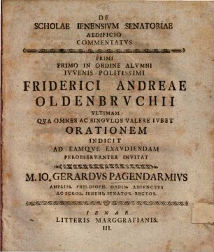 De scholae Ienensium Senatoriae aedificio
