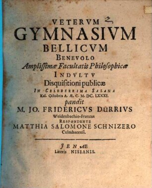 Veterum gymnasium bellicum