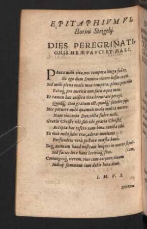 Epitaphium Victorini Strigelii...