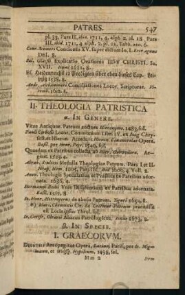 547-606, II. Theologia Patristica - VI. Theologia Polemica