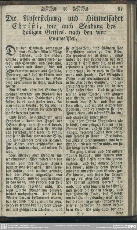 Die Auferstehung und Himmelfahrt Christi, wie auch Sendung des heiligen Geistes, nach den vier Evangelisten