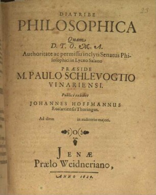 Diatribe philosophica