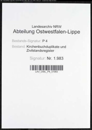 Zivilstandsregister der Stadt Lippstadt (A 1812). (Gemeinde: Lippstadt, Kreis Lippstadt)