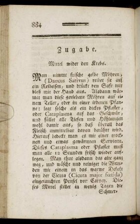 Zugabe. Mittel wider den Krebs.