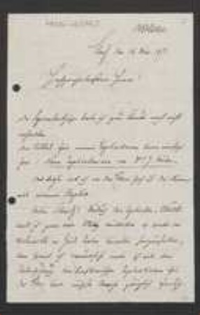 Brief von Johann Müller an Unbekannt