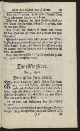 Die eilfte Rede. Am 7. April. Dein ist die Herrlichkeit.