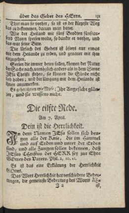 Die eilfte Rede. Am 7. April. Dein ist die Herrlichkeit.