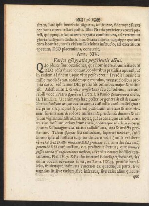 Aph. XIV. Varios esse gratiae perficientis actus