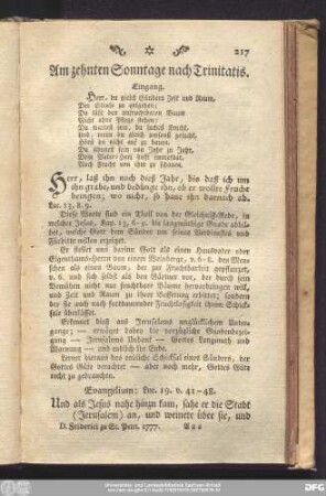 Am zehenten Sonntage nach Trinitatis.