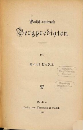 Deutsch-nationale Bergpredigten