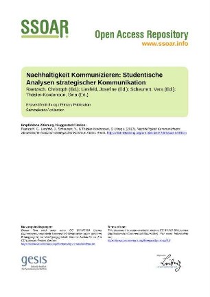 Nachhaltigkeit Kommunizieren: Studentische Analysen strategischer Kommunikation