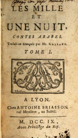 Les Mille Et Une Nuit : Contes Arabes, 1