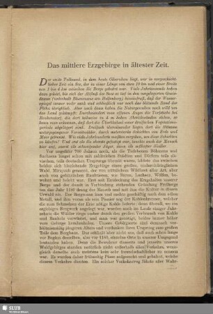 Das mittlere Erzgebirge in ältester Zeit