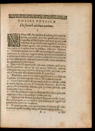 Theses Physicae De facultatibus animae.