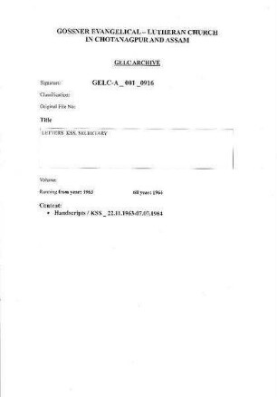LETTERS KSS, SECRETARY
