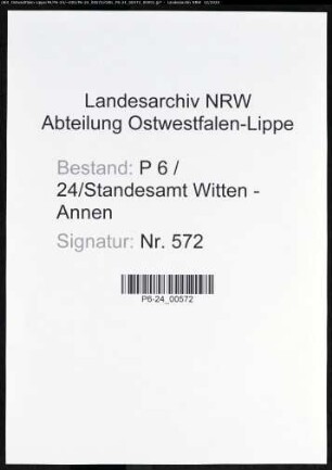 Sterberegister Standesamt Witten-Annen