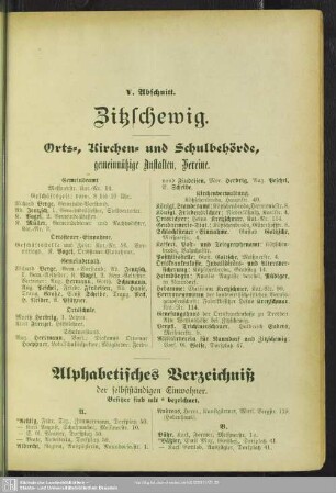Einwohnerverzeichnis : Alphabetisches Verzeichniß der selbstständigen Einwohner