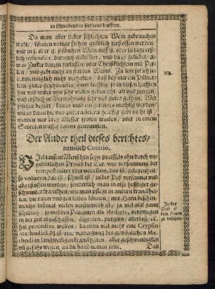 Der Ander theil dieses berichtes/ nemlich Curatio.