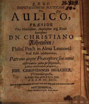 Disp. polit. de aulico