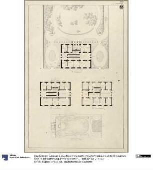 Entwurf zu einem städtischen Wohngebäude. Vorzeichnung zum Stich in der "Sammlung architektonischer Entwürfe", Heft 9, Tafel 57, 1826