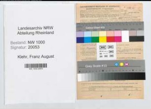Entnazifizierung Franz August Klehr, geb. 21.07.1904 (Arbeiter)