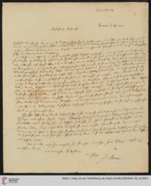 Korrespondenz Isaak Dorner / Carl Ullmann: Brief von Isaak August Dorner an Carl Ullmann