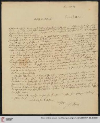 Korrespondenz Isaak Dorner / Carl Ullmann: Brief von Isaak August Dorner an Carl Ullmann