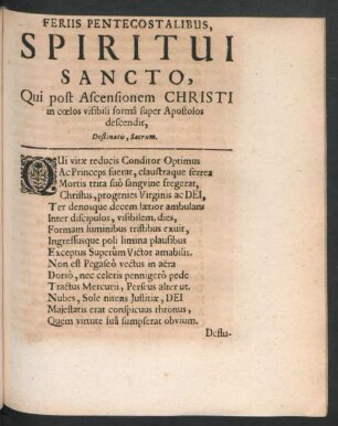 Feriis Pentecostalibus, Spiritui Sancto ...