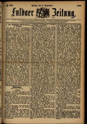 Ausgabe vom Freitag, den 06. September 1889.