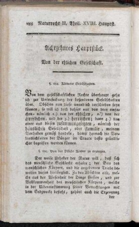 Achtzehntes Hauptstück. Von der ehlichen Gesellschaft.