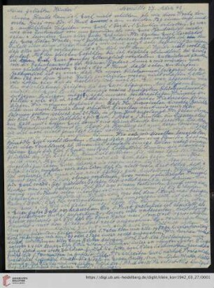 Korrespondenz von Alice und Ludwig Klein: Brief von Alice Klein an Kurt Klein, Irmgard Ehrlich und Max Klein