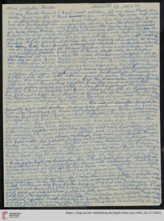 Korrespondenz von Alice und Ludwig Klein: Brief von Alice Klein an Kurt Klein, Irmgard Ehrlich und Max Klein