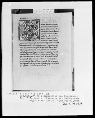 Evangeliar — Initiale C (um esset desponsata), Folio 15recto