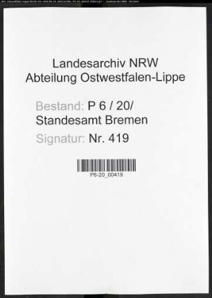 Sterberegister Standesamt Bremen