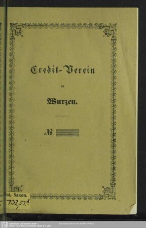 Statuten des Credit-Vereins eingetragene Genossenschaft zu Wurzen