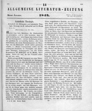 Zeitschrift für Philosophie und katholische Theologie. Jg. 9, H. 1-2. Bonn: Marcus 1848 (Beschluss von Nr. 13)
