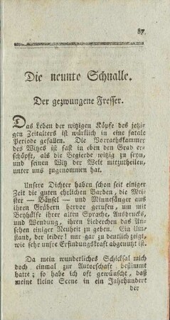 Die neunte Schnalle. Der gezwungene Fresser