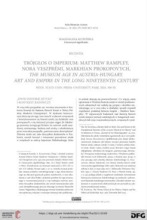 [Rezension von: Matthew Rampley, Nora Veszprémi, Markhian Prokopovych, The museum age in Austria-Hungary. Art and empire in the long nineteenth century]